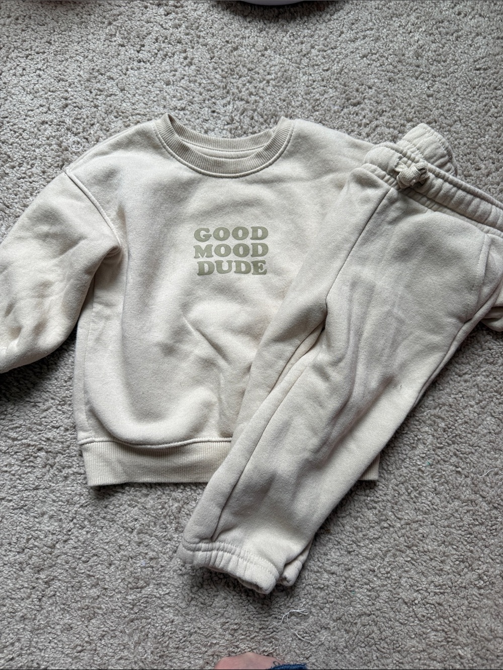 Cat & Jack Cream Sweatshirt and Joggers Set with Olive Text